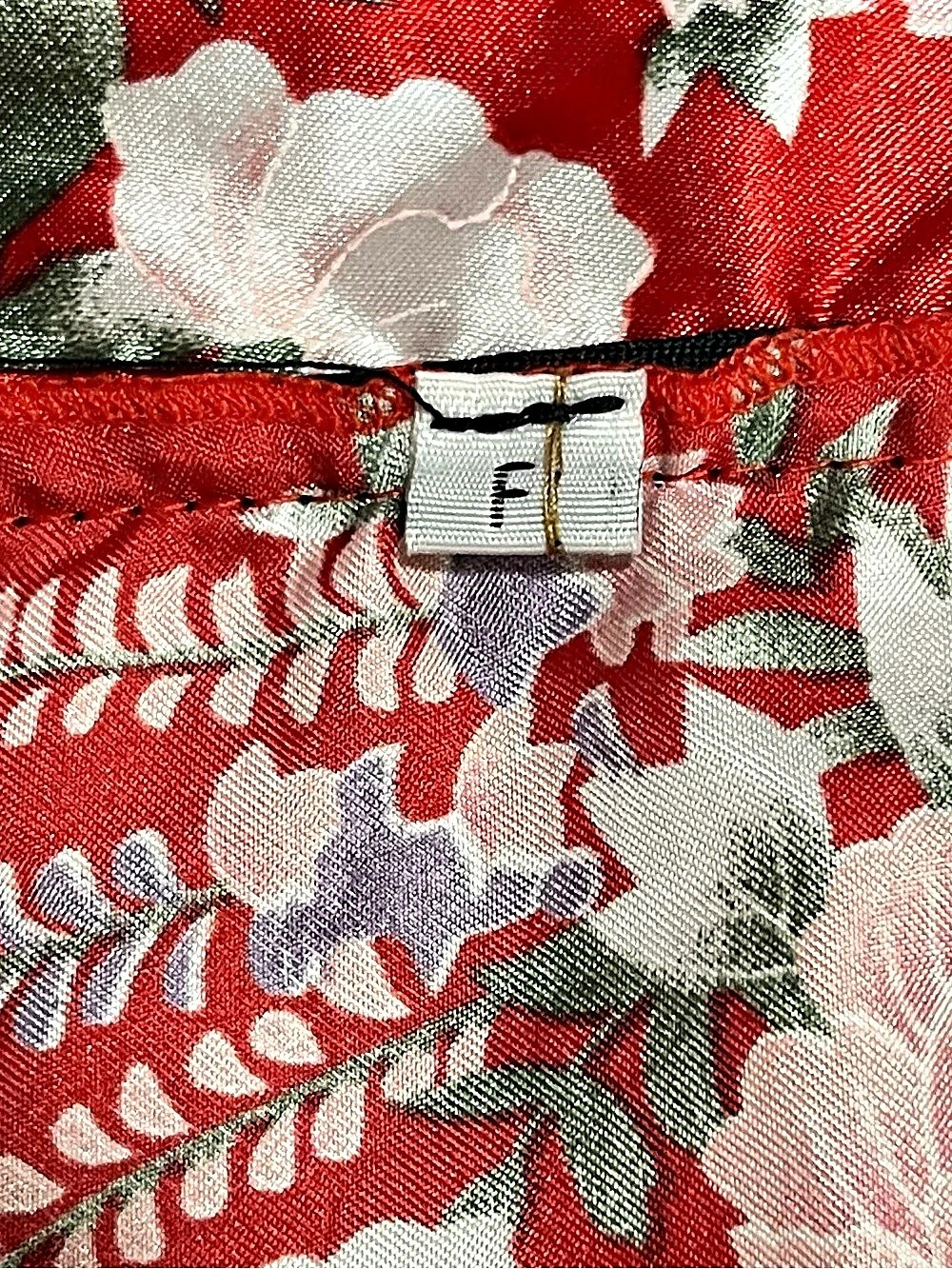 Red Floral Satin Kimono Top & Black Bow Set Wrap Blouse Cosplay Festival L - Picture 3 of 12